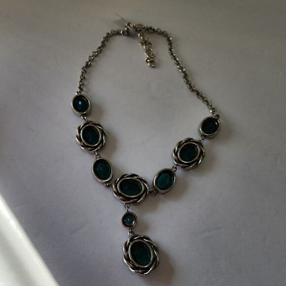 Brighton Radiant Green Teal Crystal Jeweled Flower Raindrop Necklace‎ NEW! - Picture 7 of 9